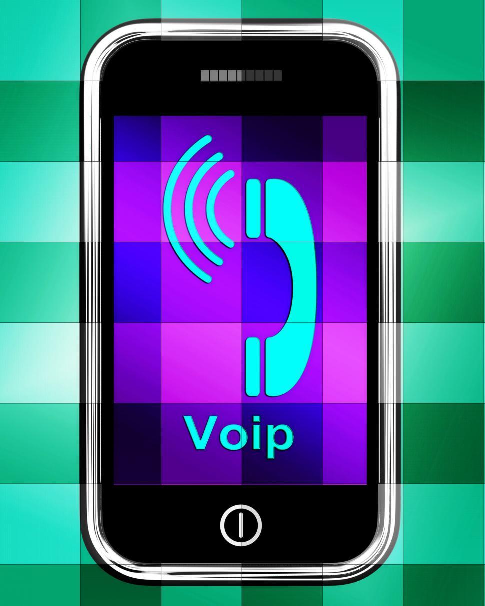 Free Image of Voip On Phone Displays Voice Over Internet Protocol Or Ip Teleph 