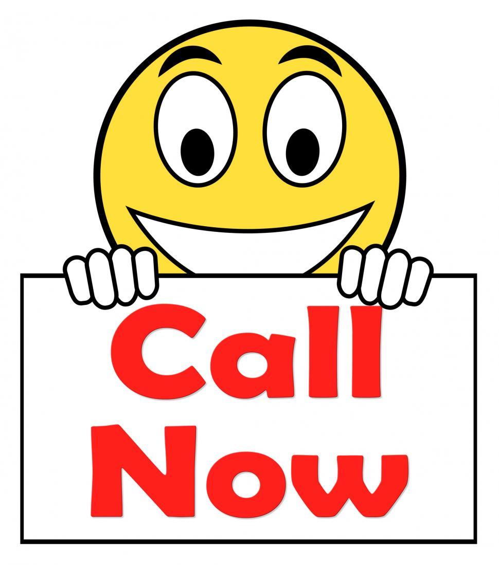 Free Image of Call Now On Sign Shows Talk or Chat 