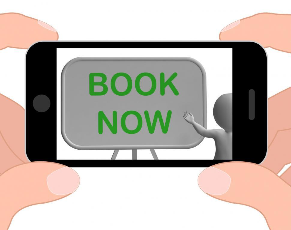 Free Image of Book Now Phone Shows Reserving Or Arranging 