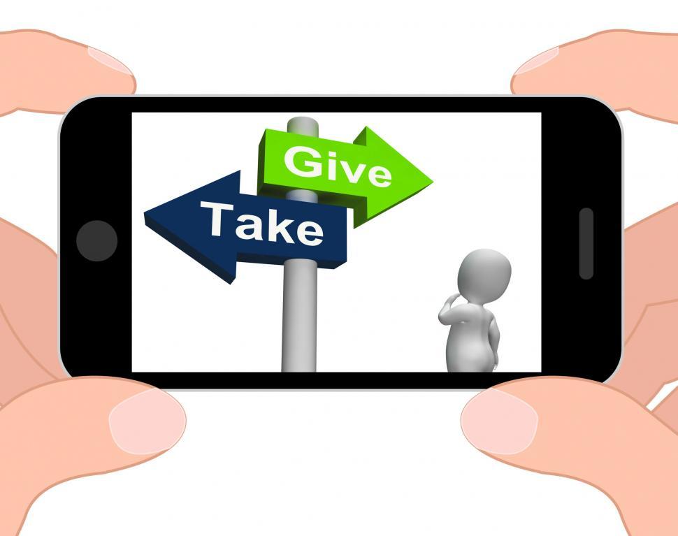 Free Image of Give Take Signpost Displays Giving and Taking 