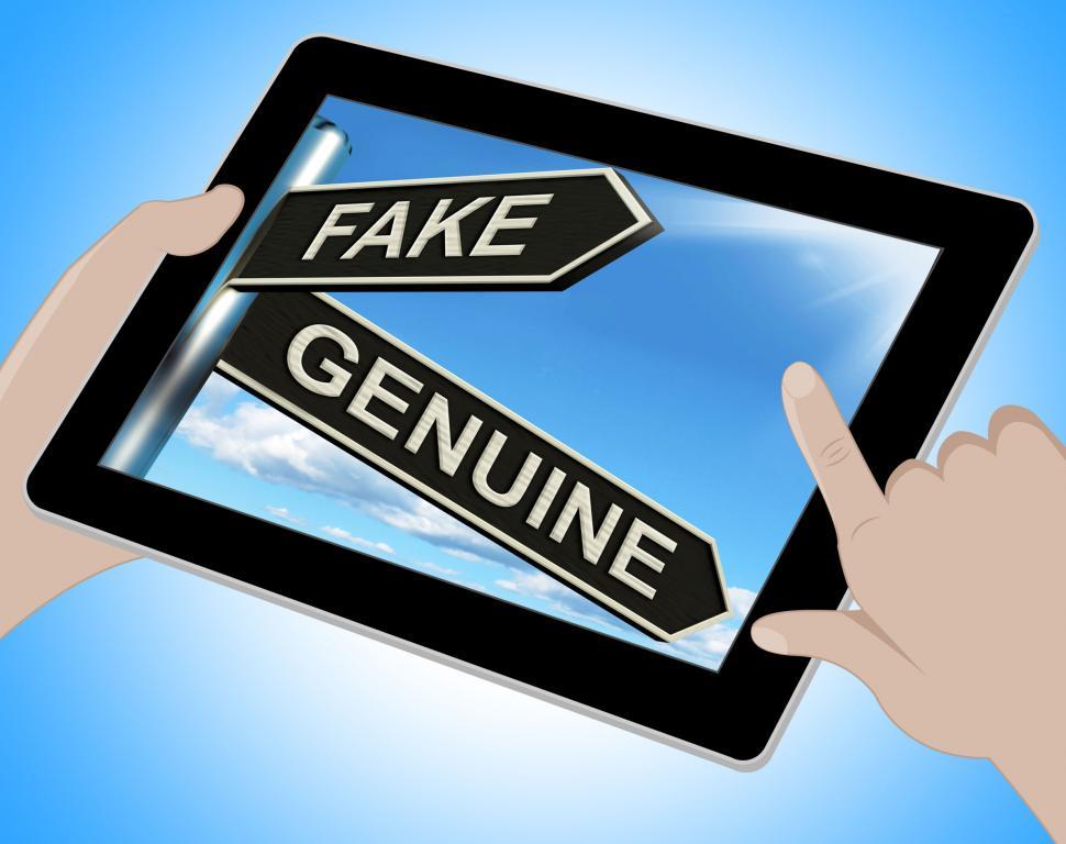 Free Image of Fake Genuine Tablet Shows Imitation Or Authentic Product 