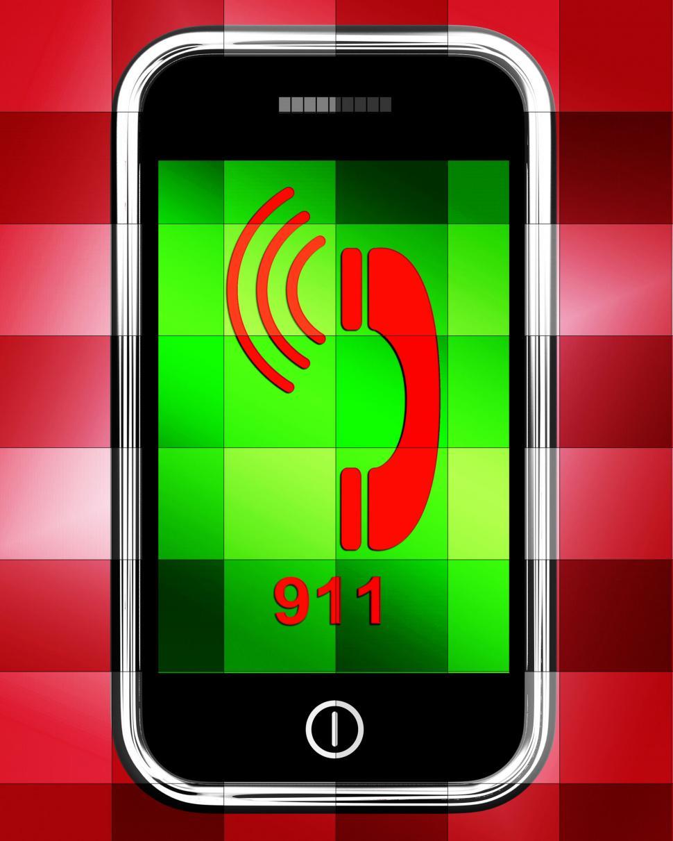 Free Image of Nine One On Phone Displays Call Emergency Help Rescue 911 