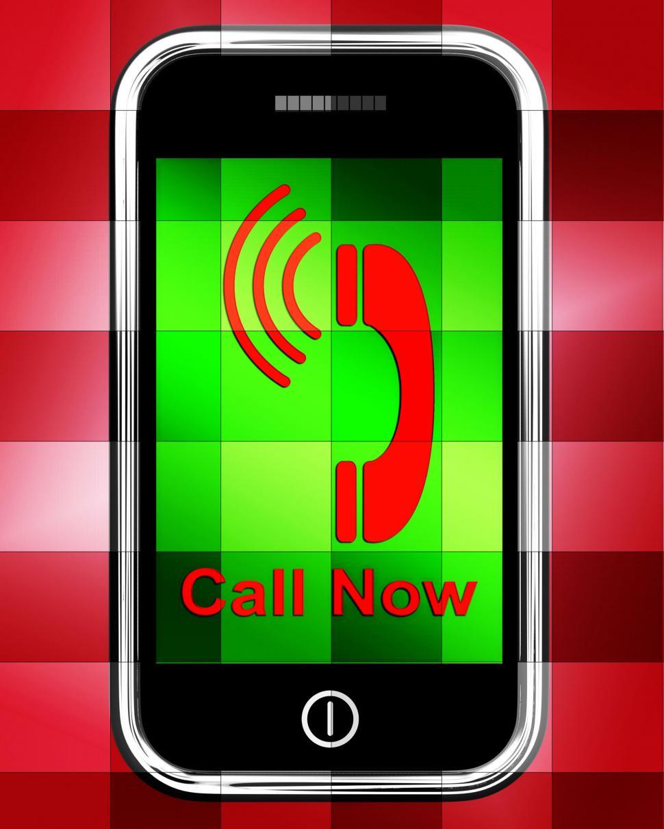 Free Image of Call Now On Phone Displays Talk or Chat 