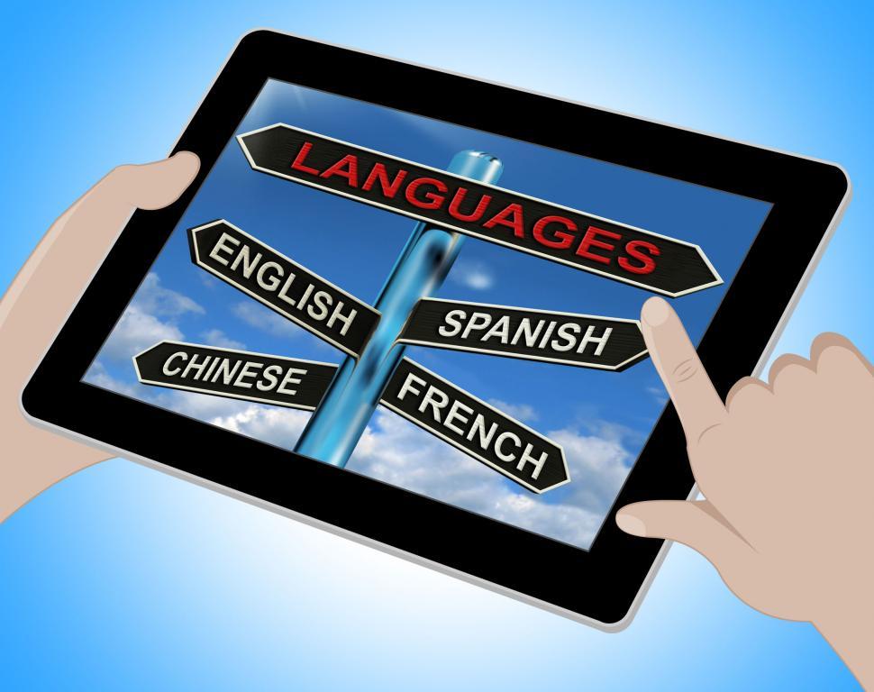 Free Image of Languages Tablet Means English Chinese Spanish And French 