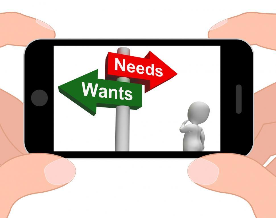 Free Image of Wants Needs Signpost Displays Materialism Want Need 