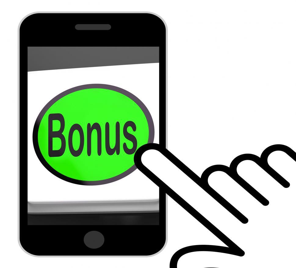 Free Image of Bonus Button Displays Extra Gift Or Gratuity Online 