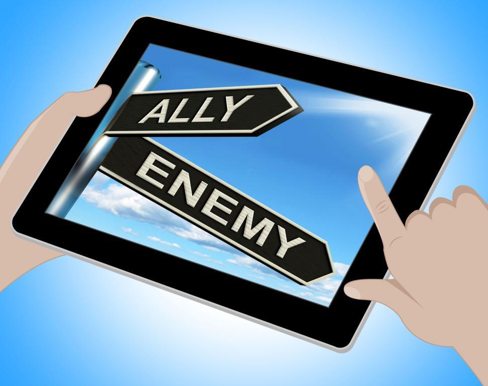 Download Free Stock Photo of Ally Enemy Tablet Shows Friend Or Adversary 