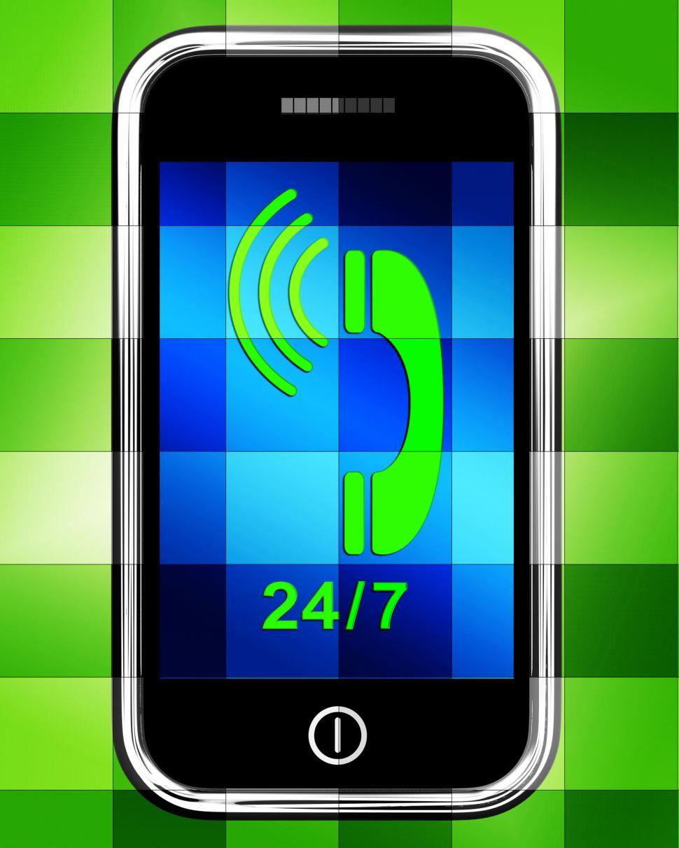 Free Image of Twenty Four Seven On Phone Displays Open 247 