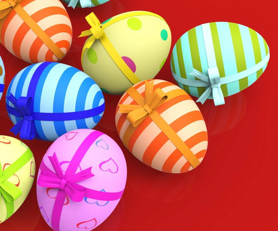 Free Image of Easter Eggs Indicates Gift Bow And Colour 