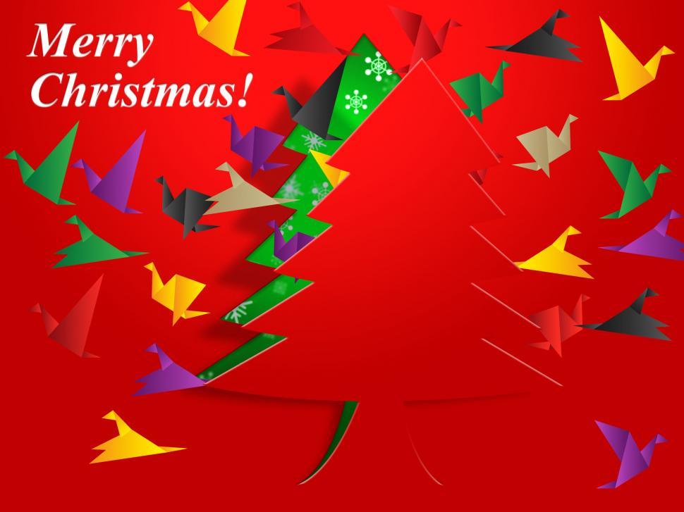 Free Image of Xmas Tree Means Birds In Flight And Festive 