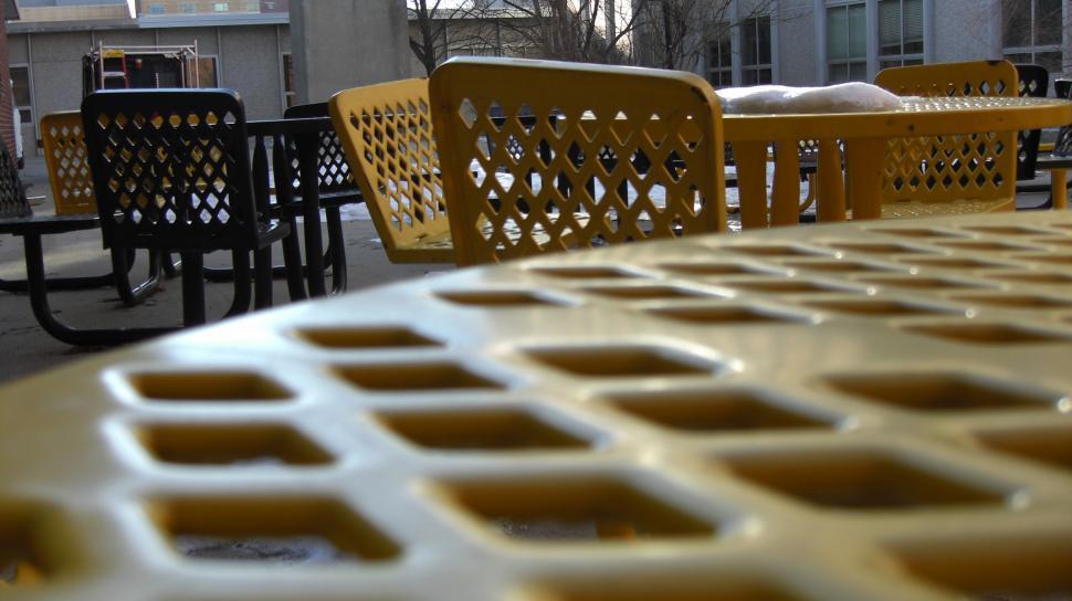 Free Image of Lonely Picnic Tables in the Winter 