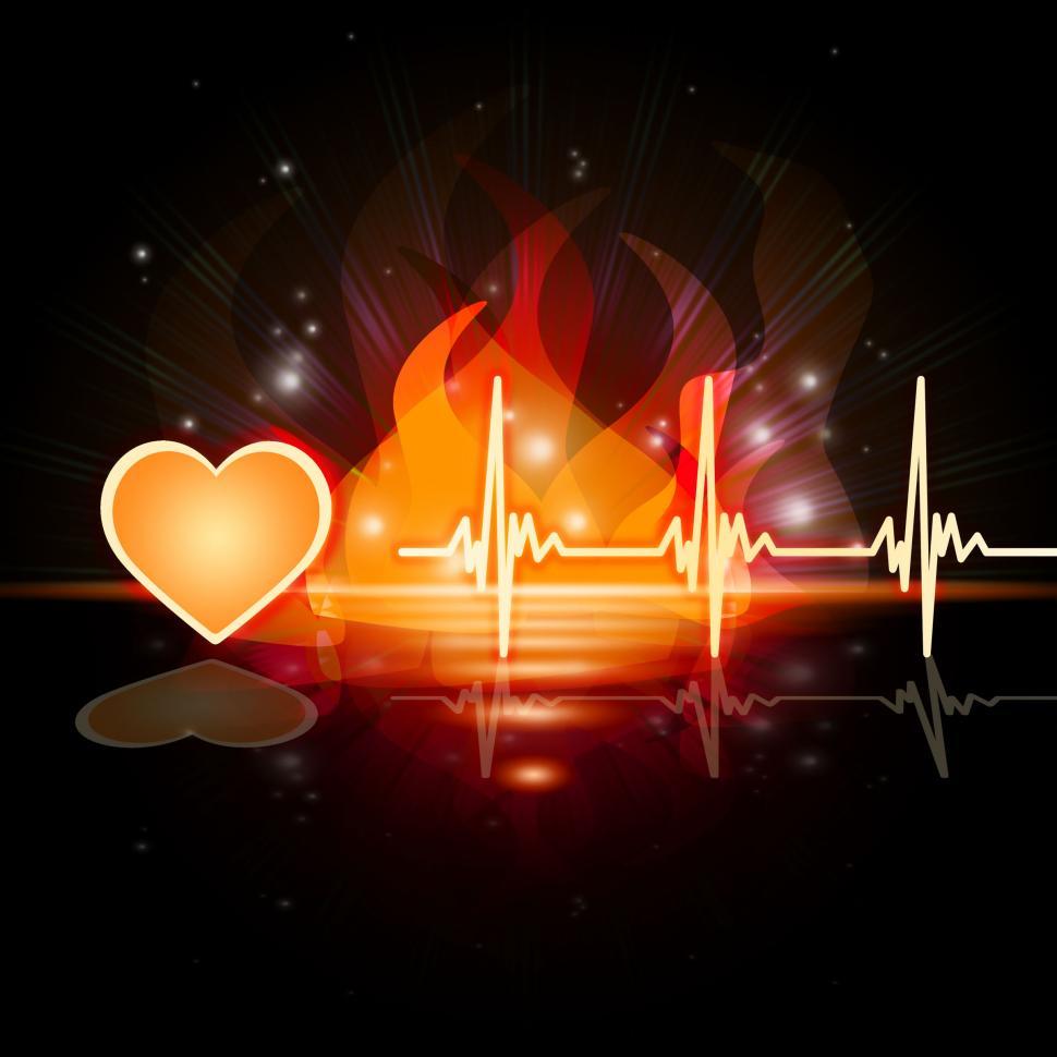 Download Free Stock Photo of Heartbeat Fire Means Valentine Day And Cardiac 