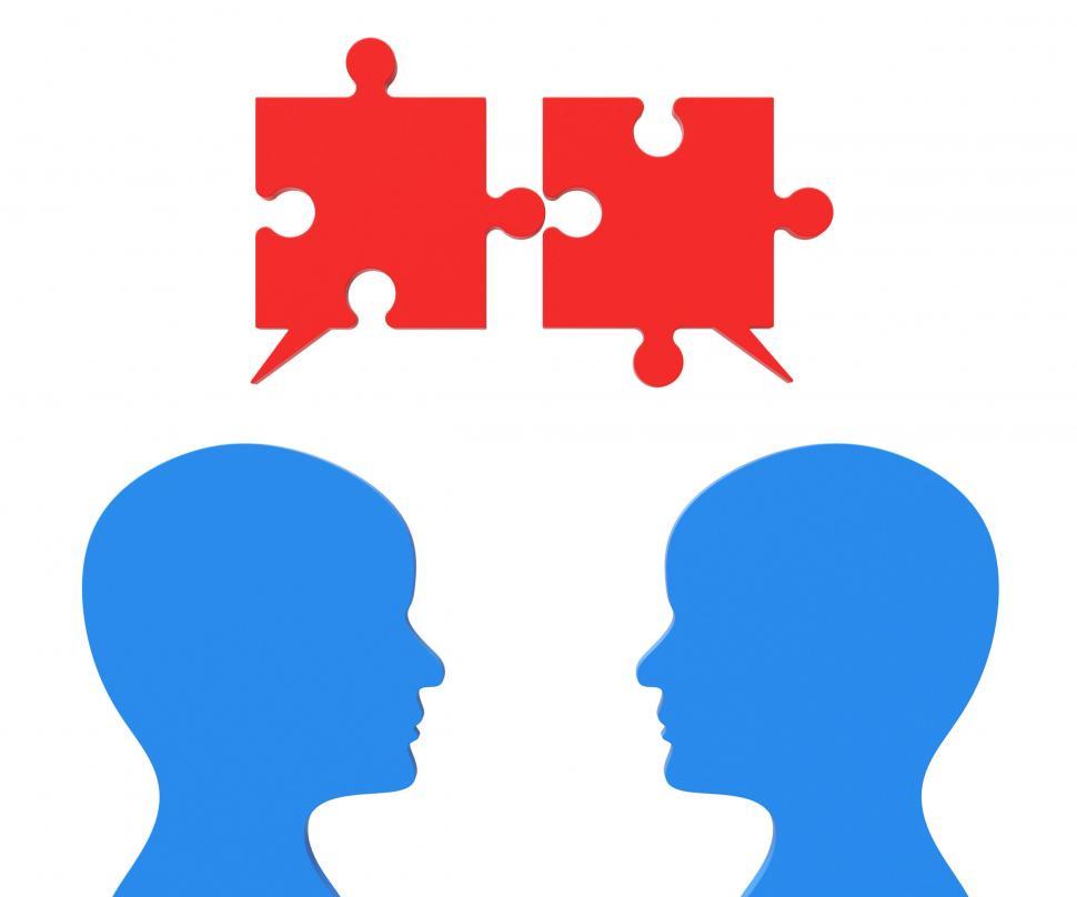 Free Image of Speech Bubble Shows Jigsaw Puzzle And Chat 