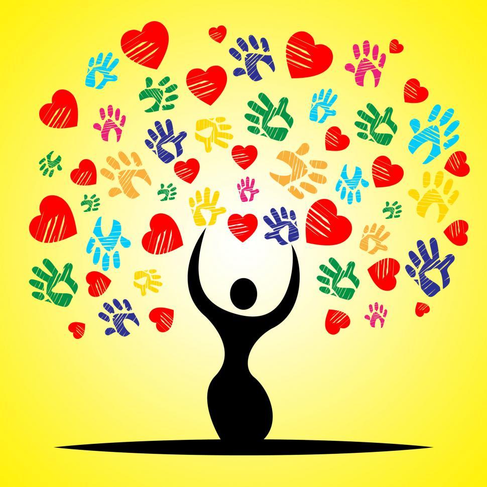 Free Image of Tree Handprints Means Valentine Day And Childhood 