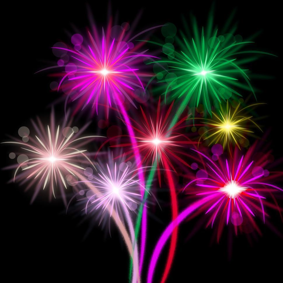 Download Free Stock Photo of Fireworks Color Represents Explosion Background And Celebrate 