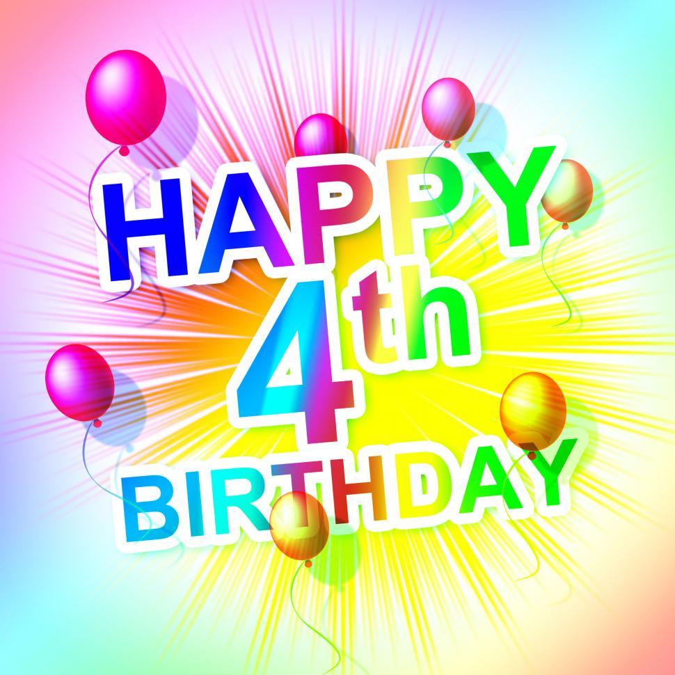 Free Image of Happy Birthday Means Four Happiness And Celebrations 