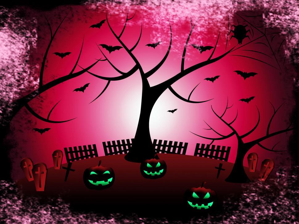Free Image of Tree Halloween Shows Trick Or Treat And Autumn 