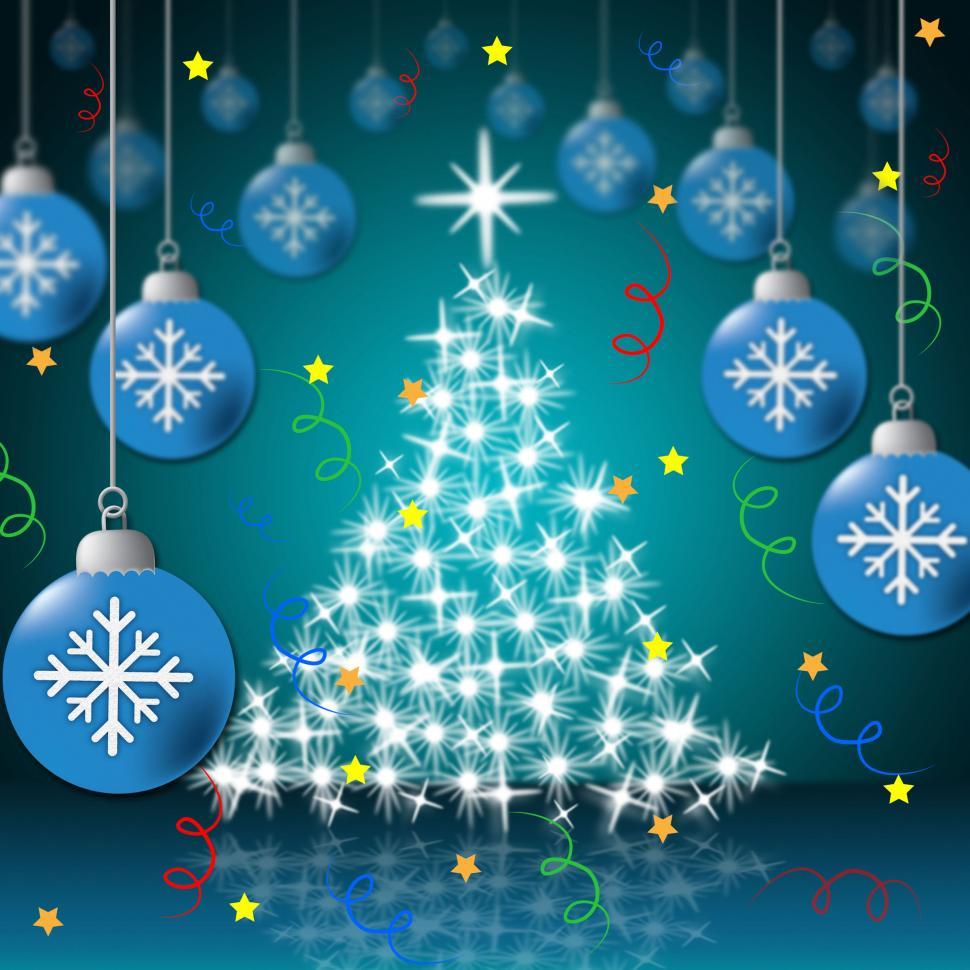 Free Image of Xmas Tree Shows Merry Christmas And Bauble 