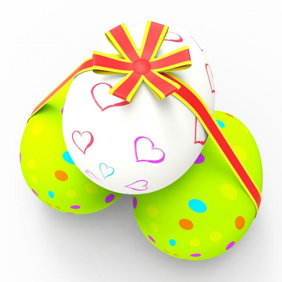 Free Image of Easter Eggs Represents Gift Ribbon And Bow 