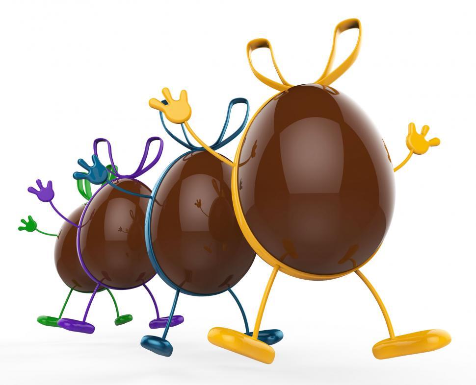 Free Image of Easter Eggs Shows Gift Bow And Chocolate 