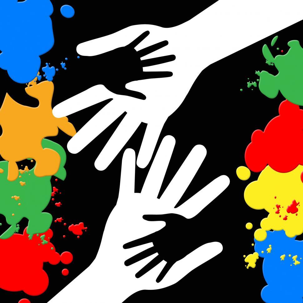Free Image of Holding Hands Represents Paint Colors And Bonding 
