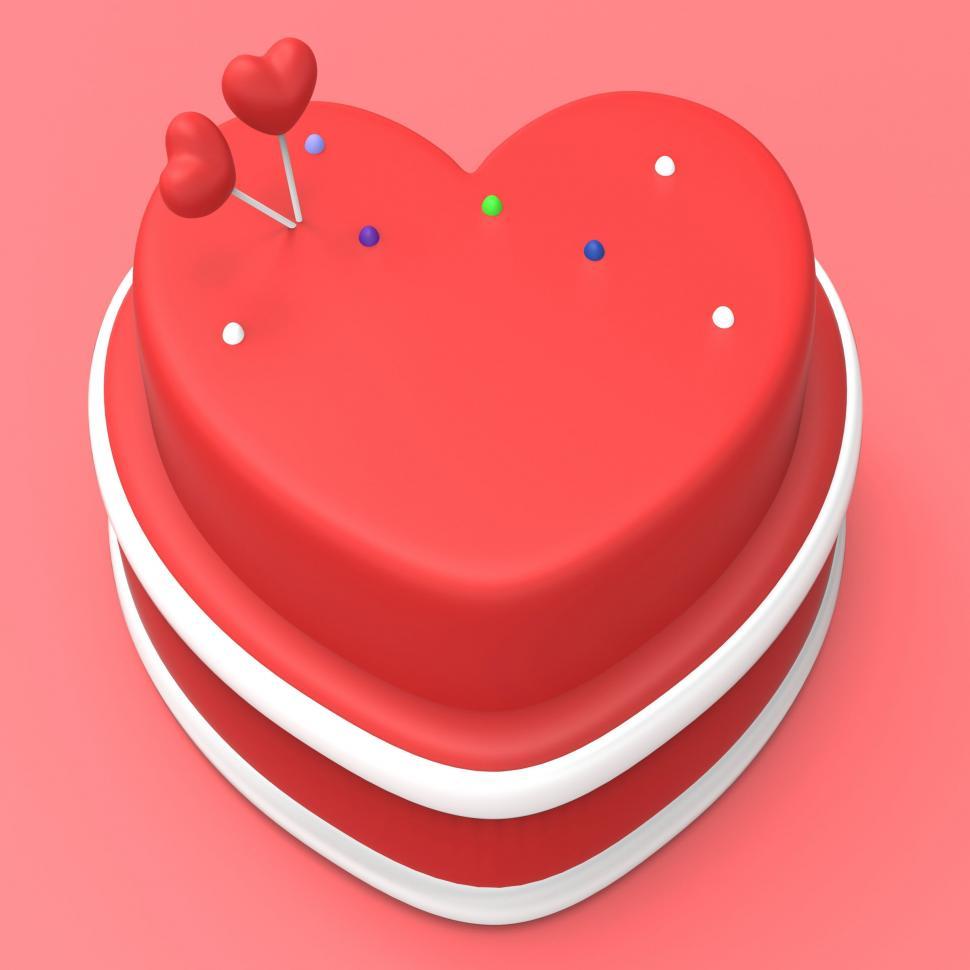 Free Image of Heart Cake Represents Valentines Day And Gateau 