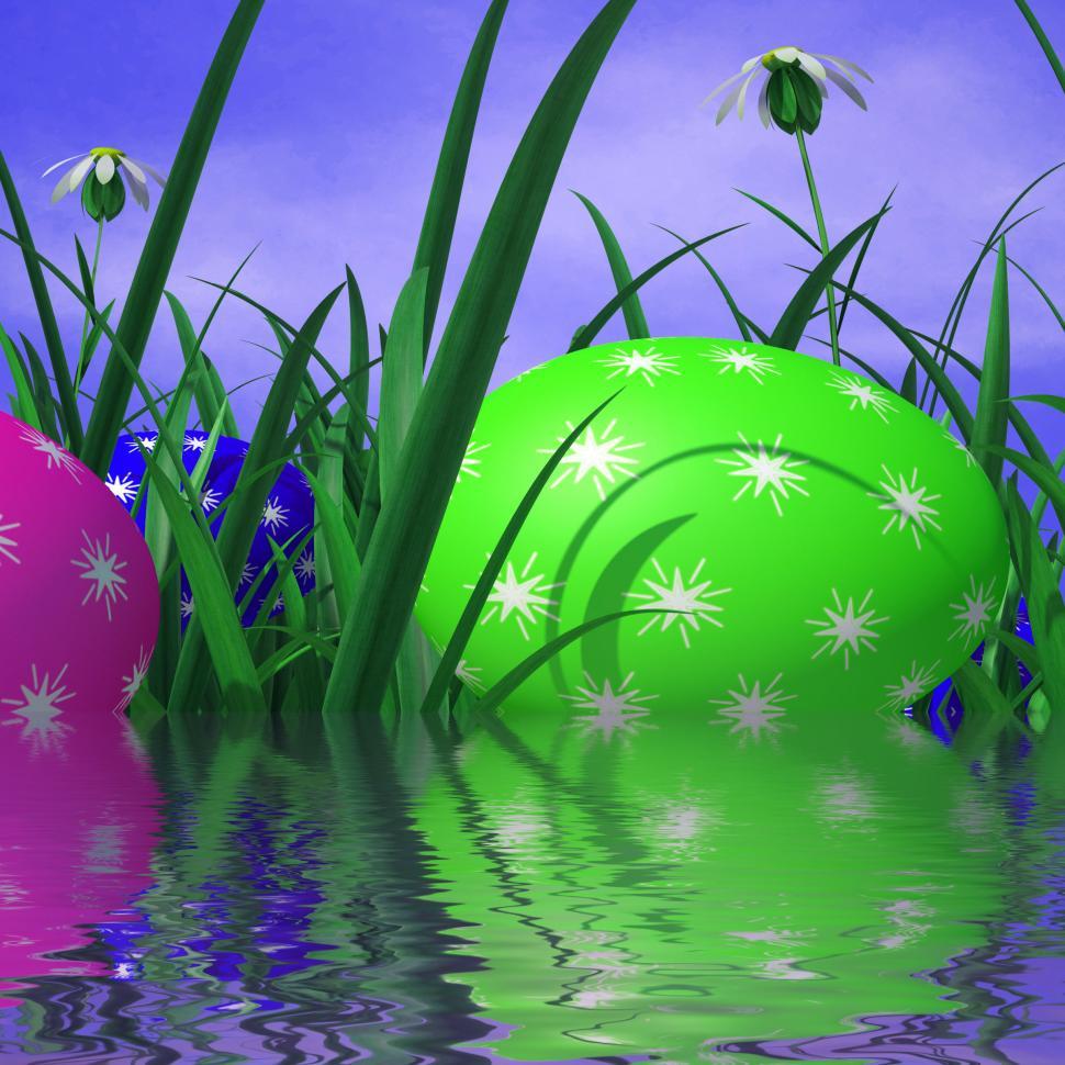 Free Image of Easter Eggs Represents Green Grass And Environment 