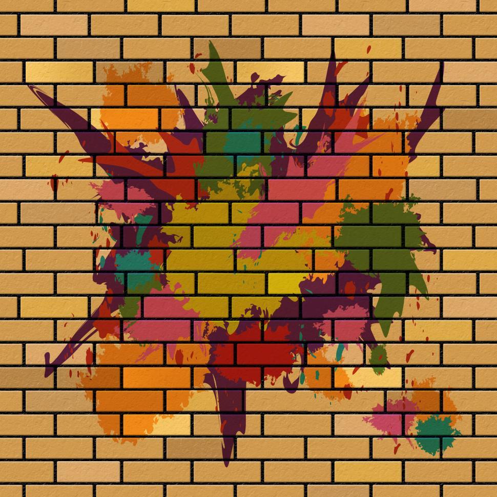 Free Image of Brick Wall Shows Brick-Wall Splattered And Splashes 