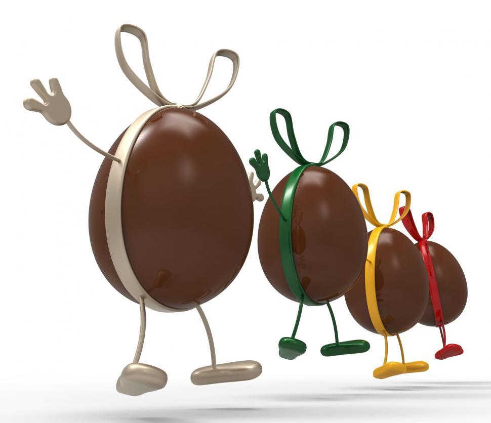 Free Image of Easter Eggs Shows Gift Bow And Choc 