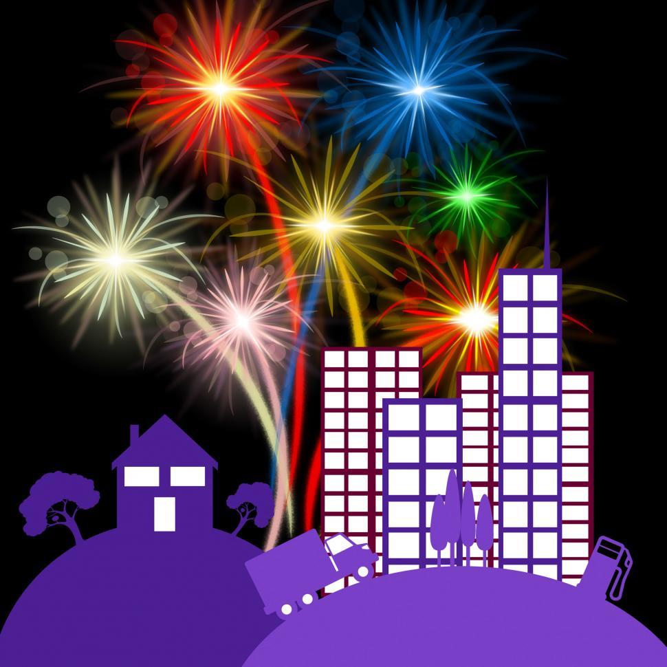 Free Image of Celebration City Shows Night Sky And Buildings 