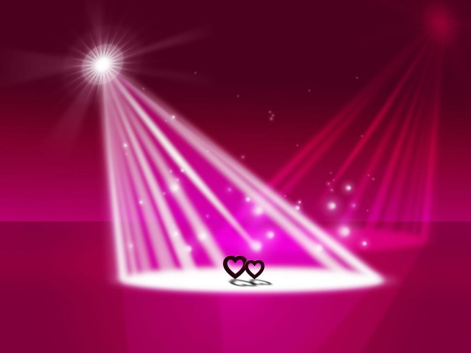 Free Image of Spotlight Heart Indicates Valentine Day And Entertainment 