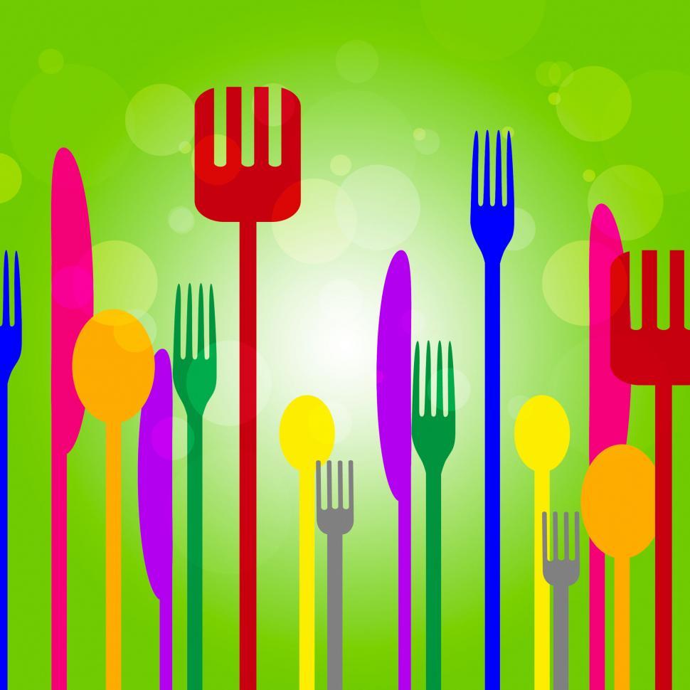 Free Image of Forks Knives Shows Utensil Food And Green 