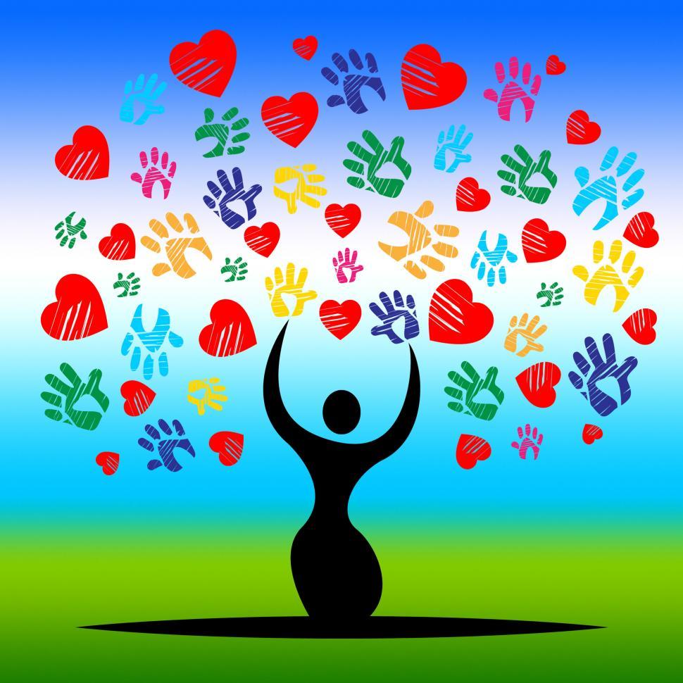 Free Image of Handprints Tree Represents Valentine s Day And Artwork 