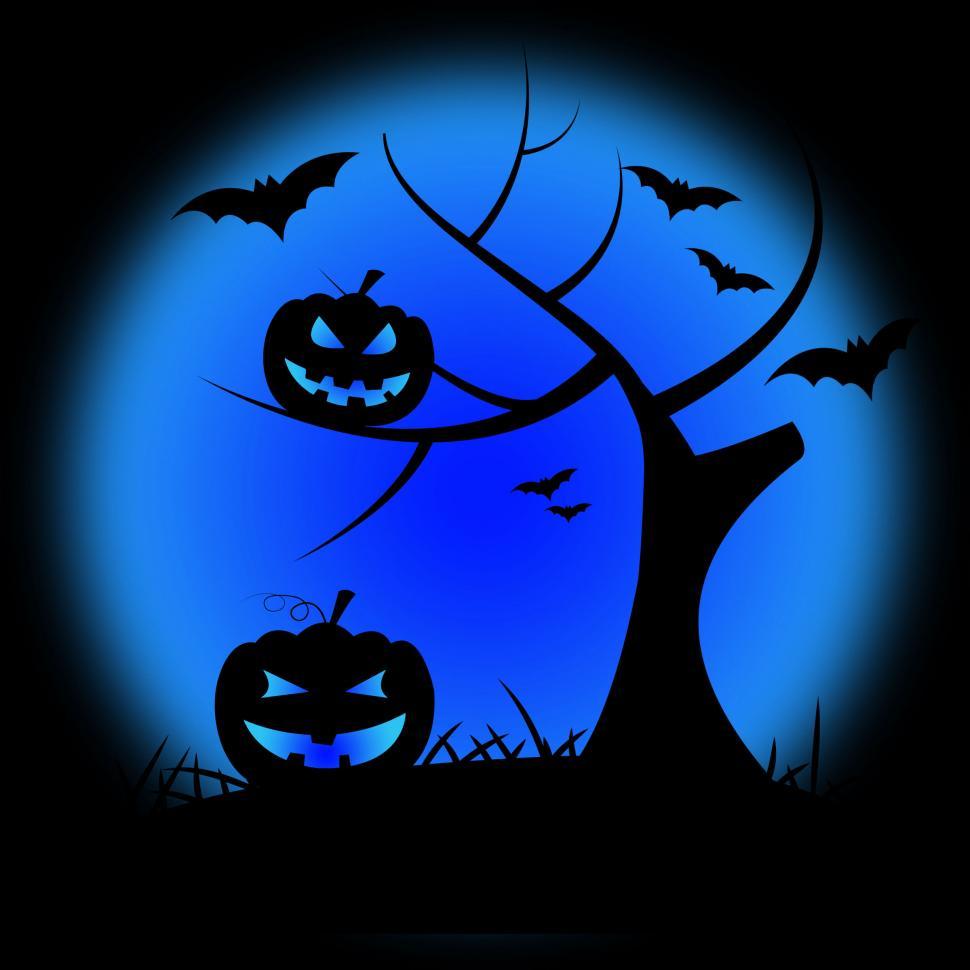 Free Image of Halloween Pumpkin Shows Trick Or Treat And Branch 