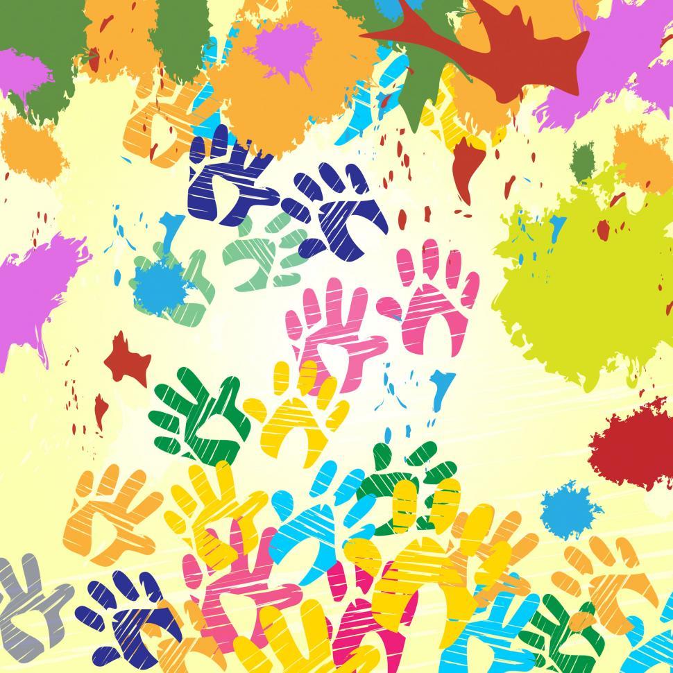 Free Image of Splash Handprints Indicates Colorful Blobs And Human 