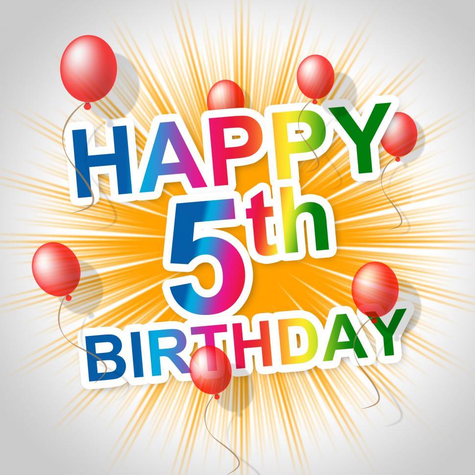 Free Image of Happy Birthday Means Five Congratulations And Greetings 