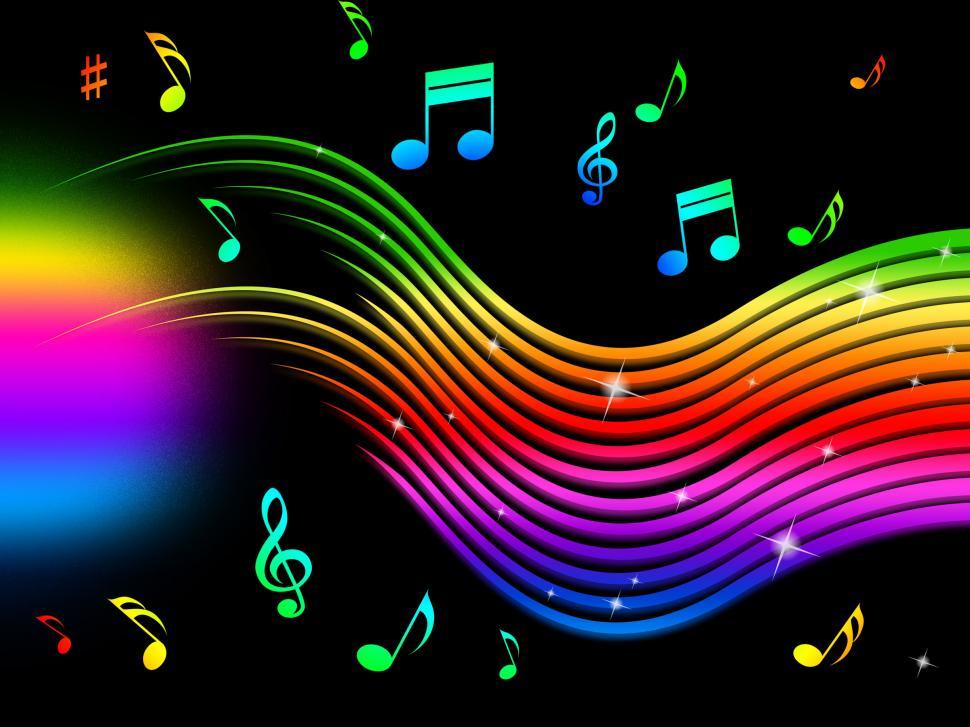 Free Image of Rainbow Music Background Means Colorful Lines And Melody  