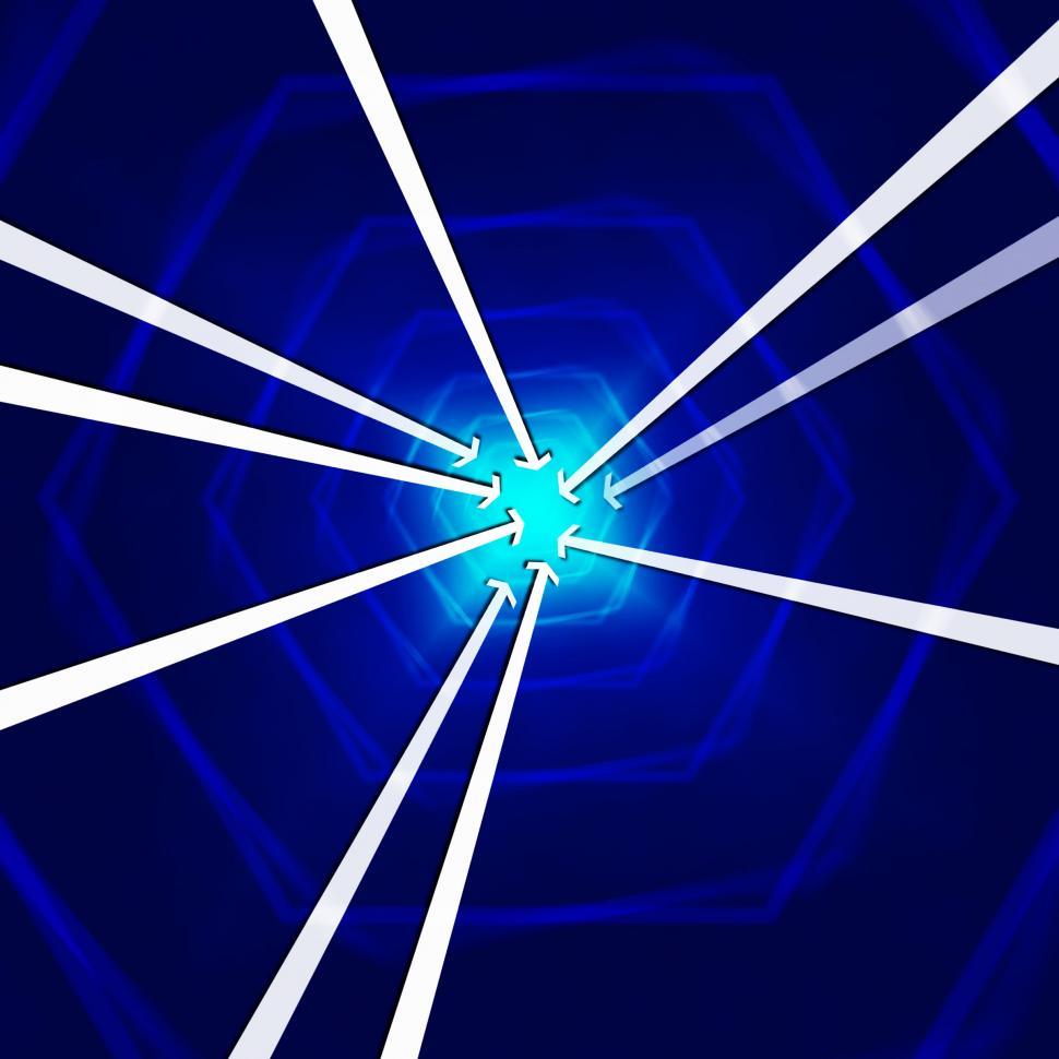 Free Image of Blue Hexagons Background Shows Arrows Pointing And Direction  