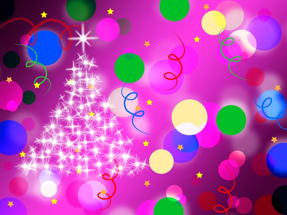 Free Image of Purple Spots Background Means Dots And Sparkling Christmas Tree  