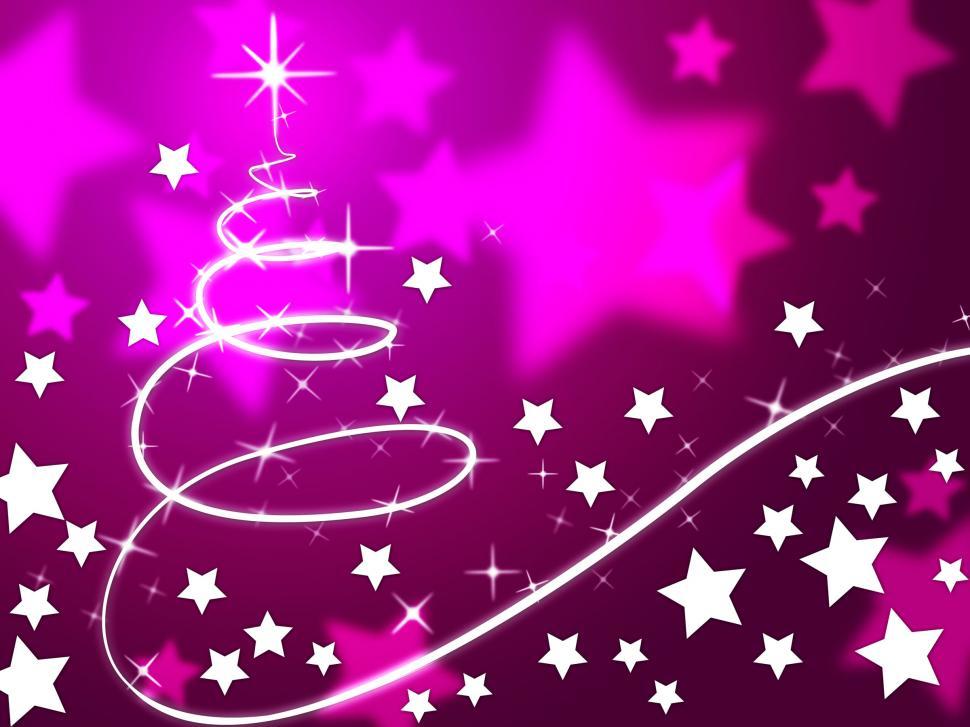 Free Image of Purple Christmas Tree Background Means Holiday Season And Stars  