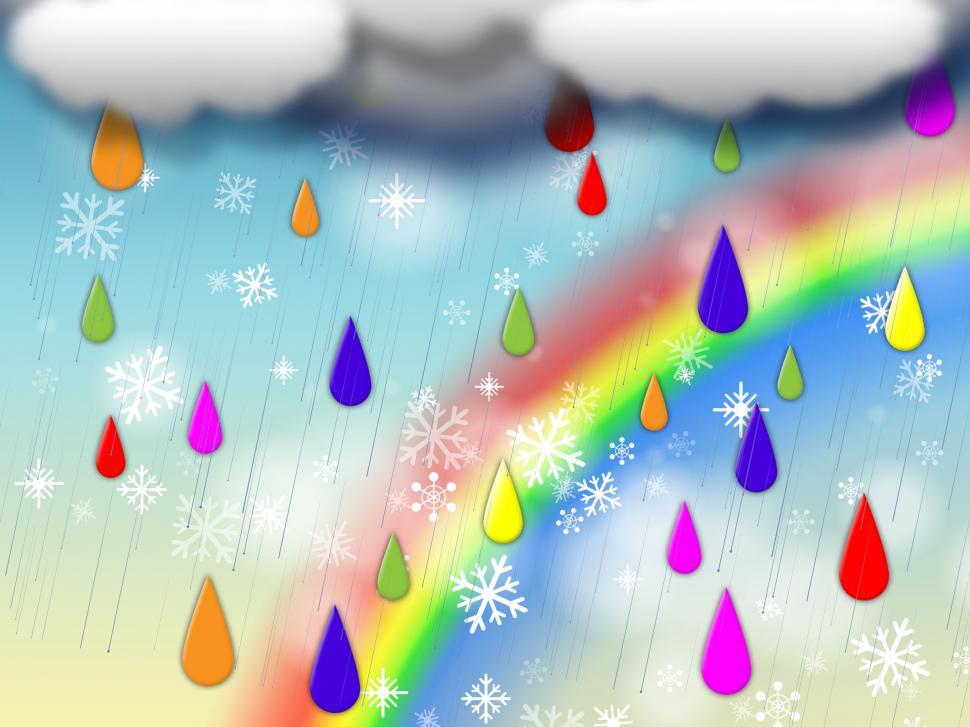 Free Image of Rainbow Background Shows Colorful Rain And Snowing  
