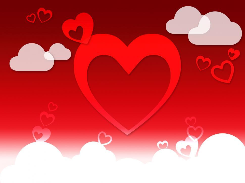 Free Image of Hearts And Clouds Background Shows Love Sensation Or In Love  