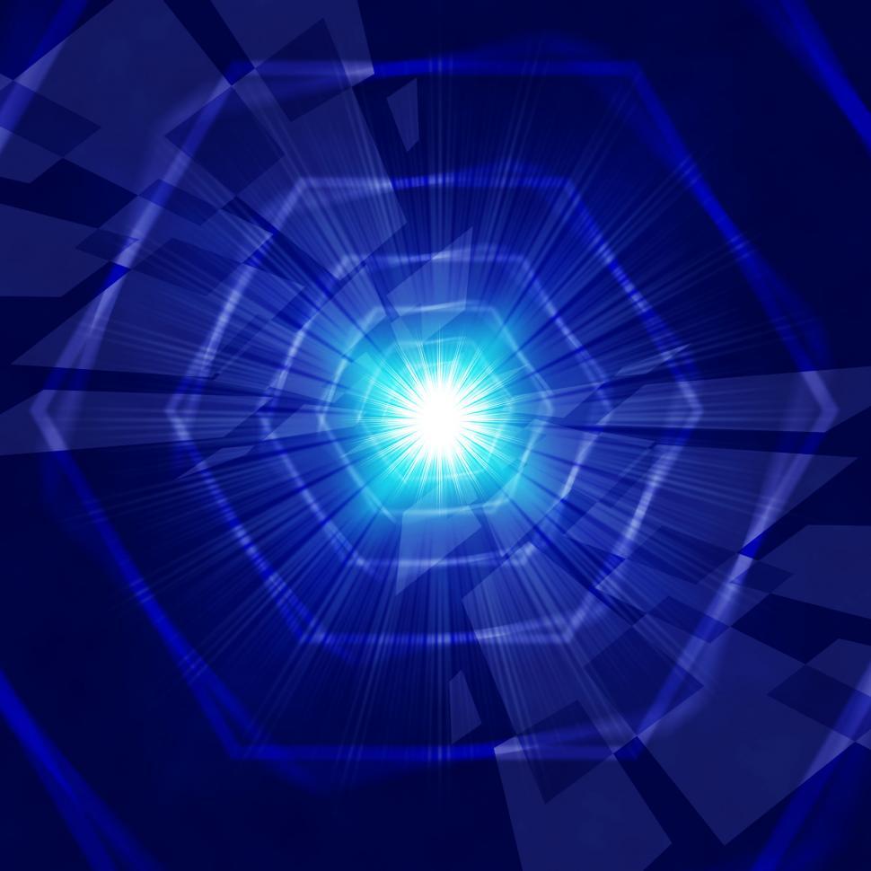 Free Image of Blue Light Background Shows Hexagons Beams And Shining  
