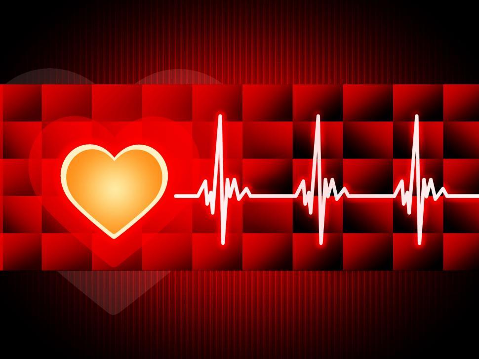 Free Image of Red Heart Background Means Cardiac Rhythm And Cubes  