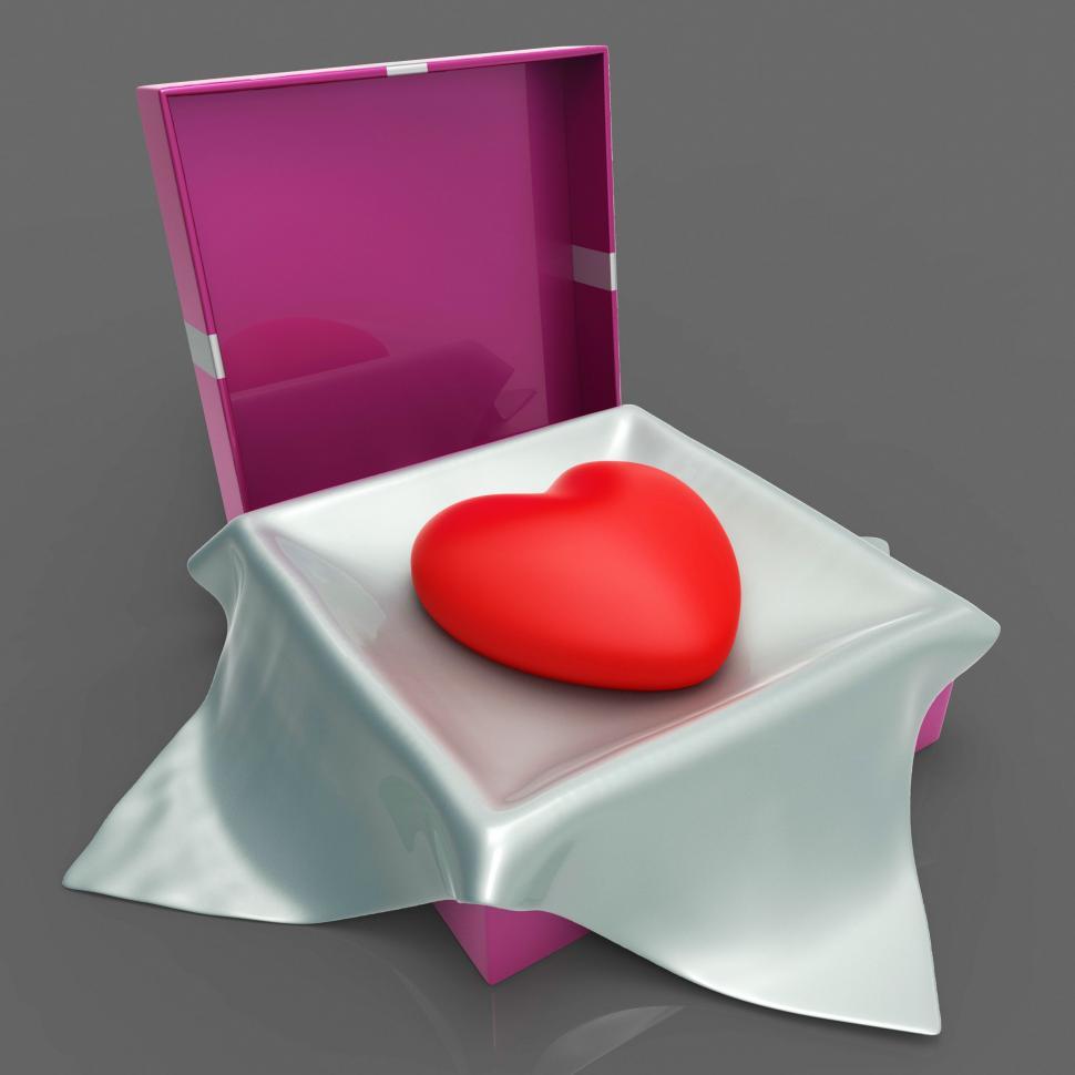 Free Image of Gift Heart Indicates Valentine Day And Gift-Box 
