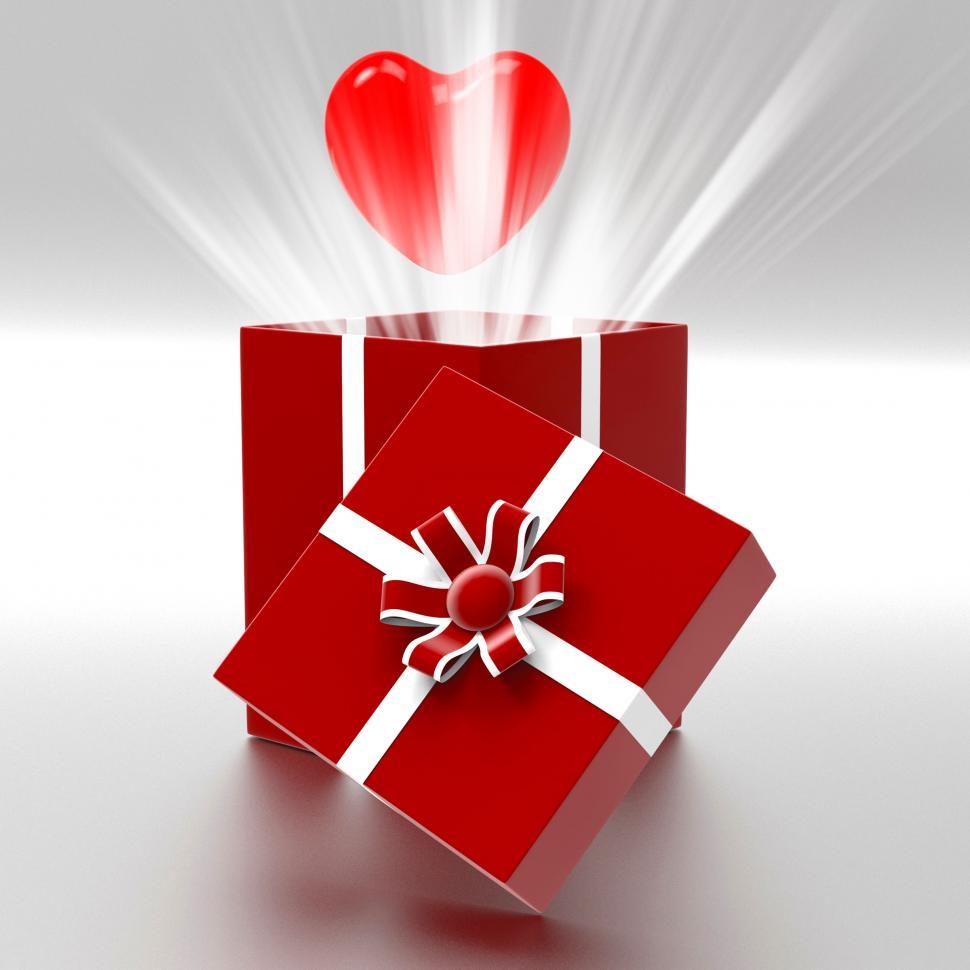 Free Image of Heart Giftbox Represents Valentines Day And Celebrate 