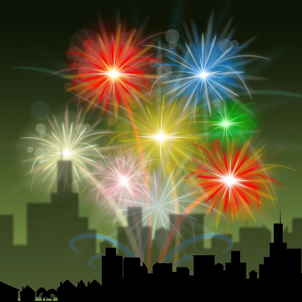 Free Image of Fireworks City Indicates Night Sky And Celebration 