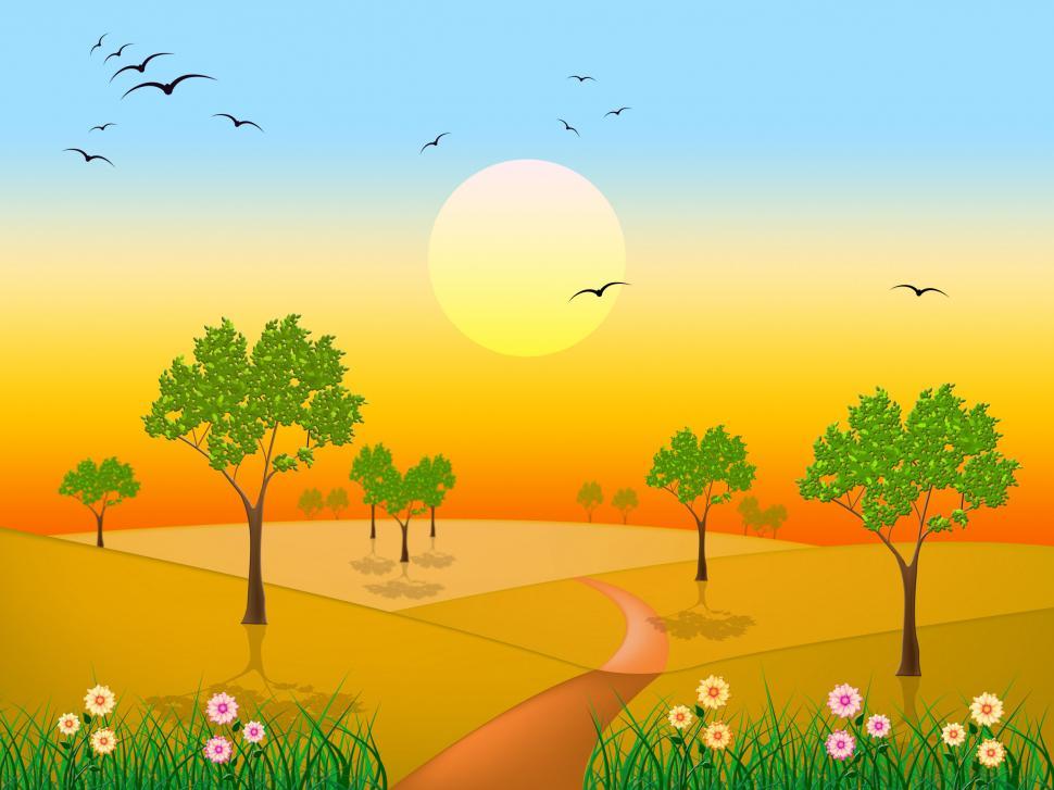 Free Image of Sun Countryside Shows Green Grass And Environment 