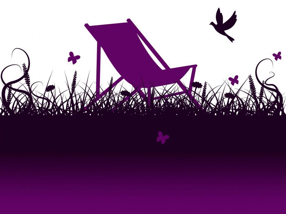 Free Image of Deck Chair Shows Flower Garden And Environment 