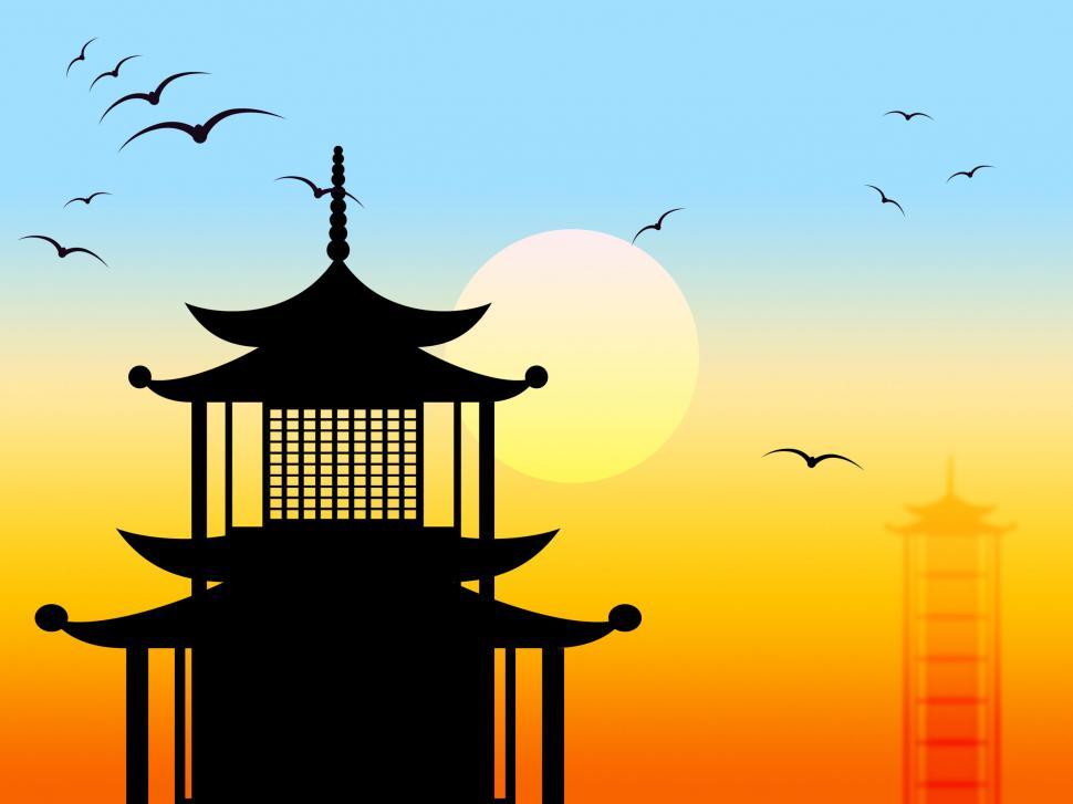 Free Image of Pagoda Silhouette Represents Zen Japanese And Profile 